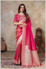 Zari Elegance in Pink Tissue Saree With Work Blouse.