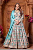 Blue Woven Anarkali with Contrasting Silk Dupatta