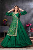 Bottle Green Gown with Embroidered Banarasi Jacket