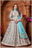 Blue Woven Anarkali with Contrasting Silk Dupatta