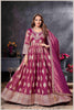 Magenta Gown with Golden Zari Weaving & Embroidered Dupatta