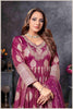 Magenta Gown with Golden Zari Weaving & Embroidered Dupatta
