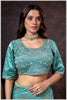 Graceful Aqua Blue Banarasi Silk Saree with Zari Accents & Embroidered Blouse