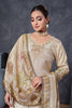 Champagne Gold Floral Embroidered Kurta Set with Printed Dupatta
