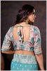Ethereal Aqua Blue Crepe Silk Saree with Brocade Blouse & Zari Detailing
