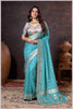 Ethereal Aqua Blue Crepe Silk Saree with Brocade Blouse & Zari Detailing