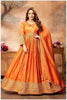 Rust Silk Anarkali Gown with Intricate Embroidery