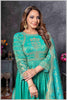 Turquoise Blue Anarkali Gown with Zari Embroidered Dupatta
