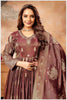 Brown Silk Anarkali Gown with Zari Weaving