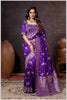 Regal Royal Purple Zari Woven Silk Saree with Stitched Designer Blouse.