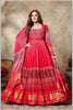 Majestic Red Anarkali Gown with Traditional Detailing