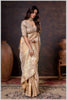 Elegant Beige Designer Tissue Saree with Embellished Blouse