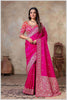 Royal Radiance: Pink Banarasi Saree with Silver Zari Detailing