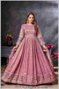 Mauve Anarkali Gown with Zari Embroidered Dupatta