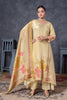 Champagne Gold Floral Embroidered Kurta Set with Printed Dupatta