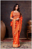 Regal Rust Orange Zari Woven Silk Saree with Stitched Designer Blouse.