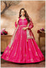 Pink Anarkali with Gold Weave Dupatta