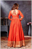 Rust Chinon/Daman Gazi Anarkali Gown with Hand Embroidery