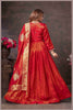 Rust Red Tissue Silk Anarkali Gown with Banarasi Dupatta