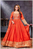 Rust Chinon/Daman Gazi Anarkali Gown with Hand Embroidery