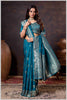 Majestic Dark Rama Crepe Silk With Zari Woven Saree.