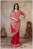 Royal Radiance: Red Banarasi Saree with Silver Zari Detailing