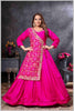 Pink Gown with Embroidered Banarasi Jacket