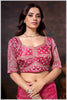 Charming Peach Banarasi Silk Saree with Embroidered Designer Blouse.