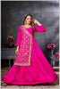Pink Gown with Embroidered Banarasi Jacket