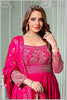 Dark Pink Chinon/Daman Gazi Anarkali Gown with Hand Embroidery