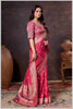 Charming Peach Banarasi Silk Saree with Embroidered Designer Blouse.