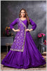 Purple Gown with Embroidered Banarasi Jacket