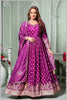 Magenta Anarkali with Antique Gold Brocade Dupatta
