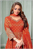 Radiate Grace in This Timeless Rust Tissue Silk Anarkali Gown