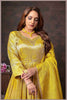 Yellow Beige Anarkali with Rani Pink Dupatta