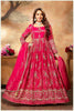 Fiery Pink Embroidered Anarkali with Golden Accents