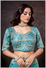 Charming Turquoise Banarasi Silk Saree with Embroidered Designer Blouse