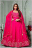 Dark Pink Embroidered Anarkali Set.