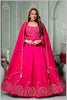 Dark Pink Embroidered Anarkali Set.