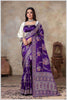 Purple Banarasi Silk Saree with Multicolor Floral Weaves