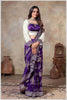 Purple Banarasi Silk Saree with Multicolor Floral Weaves