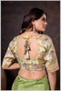 Ethereal Mahendi Crepe Silk Saree with Brocade Blouse & Zari Detailing