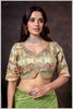 Ethereal Mahendi Crepe Silk Saree with Brocade Blouse & Zari Detailing