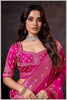 Charming Rani Pink Banarasi Silk Saree with Embroidered Designer Blouse.