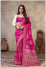 Pink Banarasi Silk Saree with Multicolor Floral Weaves