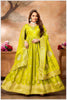Mehendi Silk Anarkali Gown with Zari Weaving