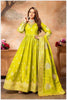 Mehendi Silk Anarkali Gown with Zari Weaving