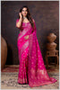 Charming Rani Pink Banarasi Silk Saree with Embroidered Designer Blouse.