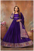 Purple Anarkali Gown with Gujarati Motif Embroidery