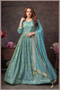 Dusty Blue Tissue Anarkali Gown with Chinon Dupatta